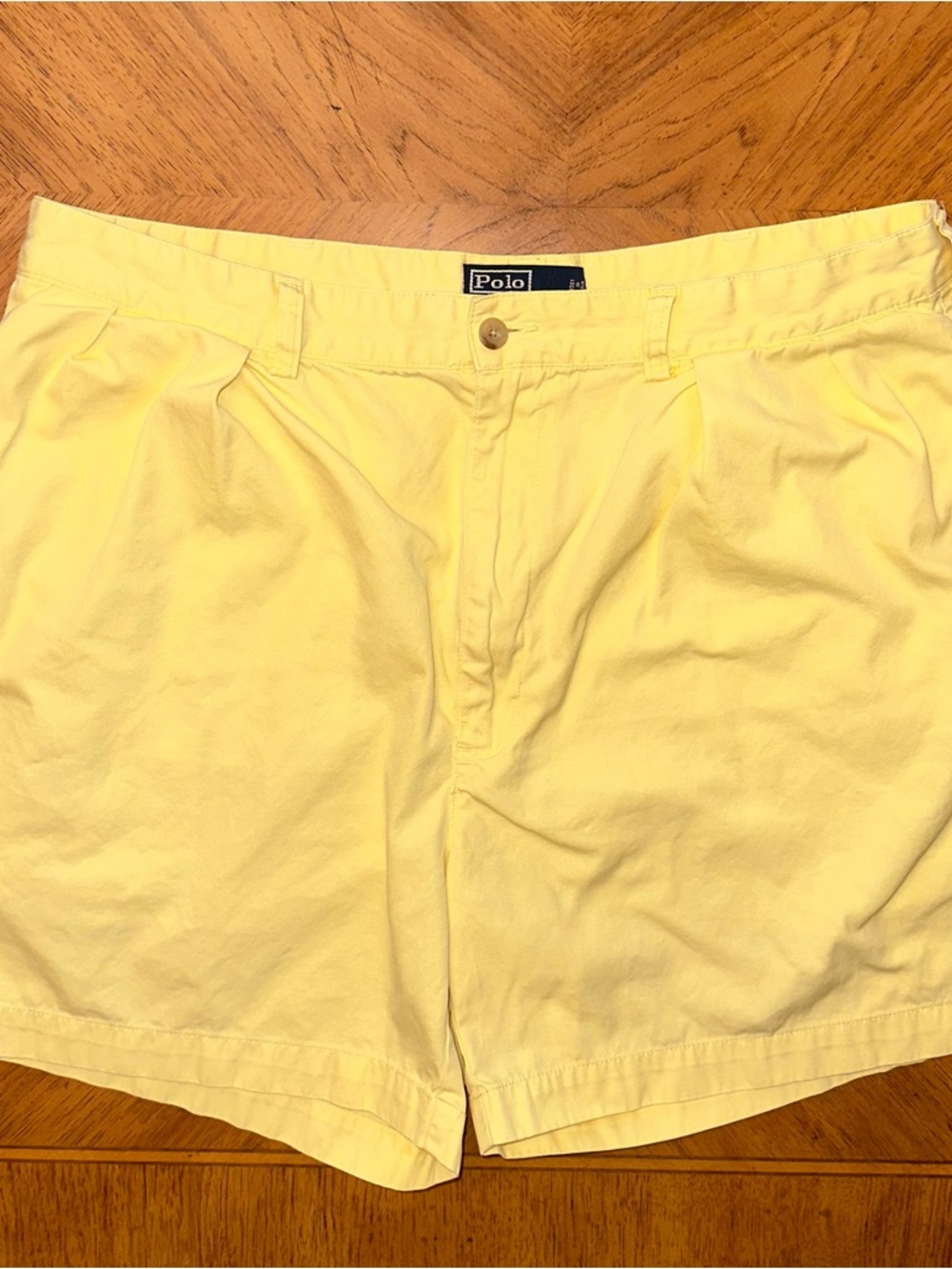 Polo Ralph Lauren Shorts Men 38 Yellow Andrew Chino Pleated Front Pockets Preppy